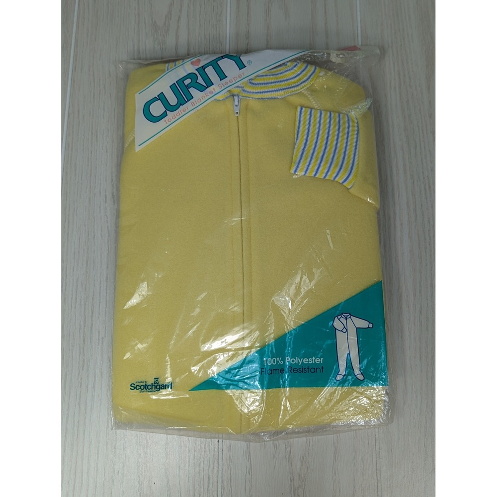 Curity Footed Blanket Sleeper 4T Yellow Vintage 1992 Gerber Fleece Pajamas